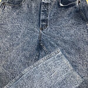 Vintage LEE Rigid Denim Unisex Paint Workwear Blue UNION MADE Jeans HEMMED